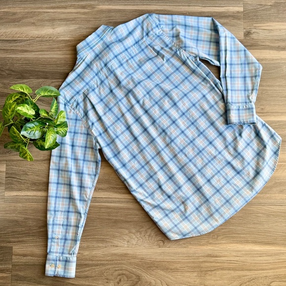 Southern Tide Medium Performance Button Down Shirt Light Blue Plaid - Picture 13 of 14